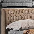 Double bed with bedside backrest floor-to-ceiling bed four corner bed 3d model