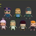 Cartoon Characters And Rabbit Like Creature With Various Hairstyles And Costumes