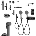 Modern Black Bathroom Fixture Set With Shower Heads Faucets And Handheld Sprayers