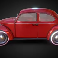 Red Vintage Beetle Car with Illuminated Wheels and Classic Body Design