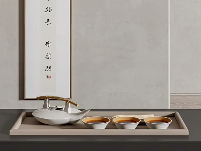 New Chinese Tea Set Tea Set Ornaments Combination 3d model