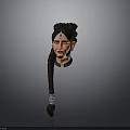 3D Rendered Woman With Long Black Braid Blue Collar Bindi And Silver Bracelets
