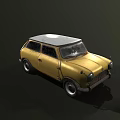 Classic Yellow Vintage Car With White Roof And Retro Exterior Design