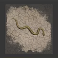 Yellow Brown Snake Lying on Cracked Dry Ground Surface 3d model