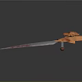 Ornate Ancient Metal Weapon Featuring Dragon Design And Three Sharp Prongs