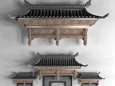 Chinese-style eaves ancient door head model