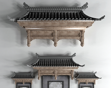 Chinese-style eaves ancient door head 3d model