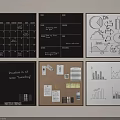 Stylish Wall Decor Hangings with Blackboard Corkboard Calendar Charts Notes and Whiteboard