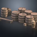 Rustic Wooden Barrels And Bench Collection For Home Decor And Storage