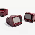 Three Vintage Red Televisions Featuring Retro Design And Various Angles