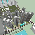 Modern High Rise Residential Towers With Glass Facade And Urban Skyline