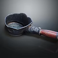 Vintage Metal Kitchen Strainer With Carved Wooden Handle For Household Use