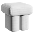 Modern Cream Boucle Upholstered Square Sofa Stool For Cozy Home Living Room Decor