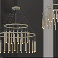 Contemporary Circular Chandelier With Hanging Strip Light Tubes And Modern Illuminated Design