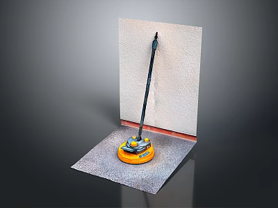 Drywall Sander With Orange Base And Long Handle For Wall Surface Polishing 3d model