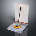 Drywall Sander With Orange Base And Long Handle For Wall Surface Polishing