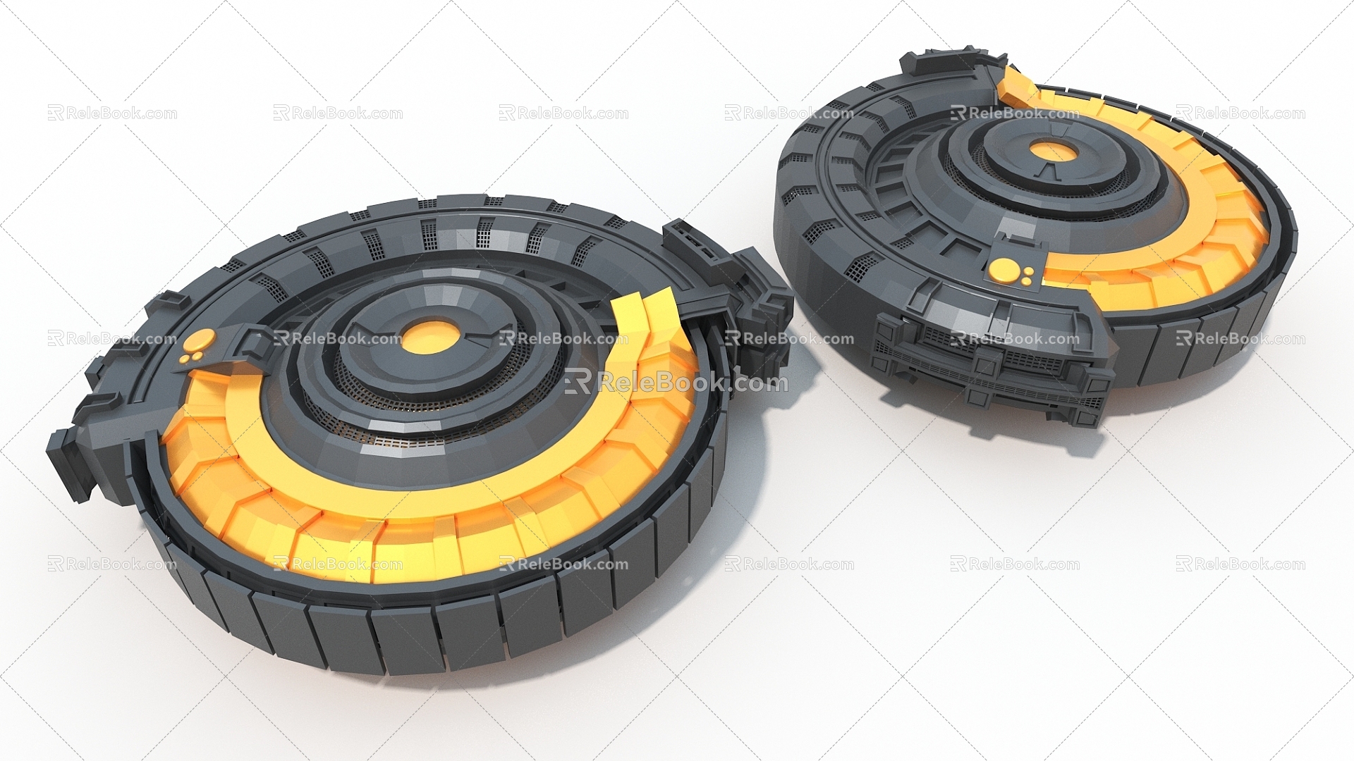 Hard Surface Disc Future Machinery Cypunk Cylinder Hard Surface High Tech Industrial Parts 3d model