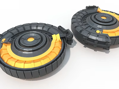 Heavy Duty Circular Industrial Equipment With Black And Yellow Mechanical Design 3d model Heavy Duty Circular Industrial Equipment With Black And Yellow Mechanical Design 3d model