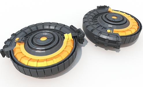 Hard Surface Disc Future Machinery Cypunk Cylinder Hard Surface High Tech Industrial Parts 3d model