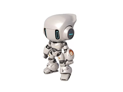 Small Smart Robot With White Humanoid Design And Modern Glowing Features 3d model