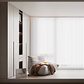 White Vertical Striped Curtains Decorating Modern Living Room with Cozy Sofa and Green Plant