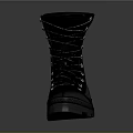 Black High Top Lace Up Boots With Thick Sole And Gray Accents For Outdoor Use