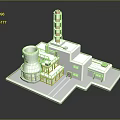 Industrial Building Facility Featuring Cylindrical Structure White Main Body And Red White Tower Components 3d model