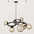 Stylish Modern Black Circular Ring Chandelier With Transparent Spherical Bulbs Design 3d model