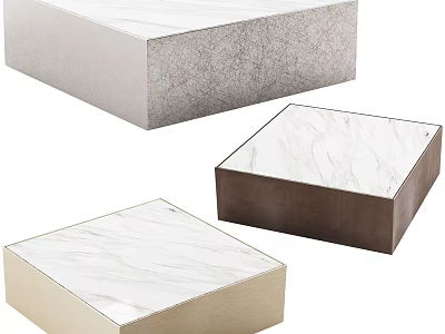 Modern Coffee Tables With Marble Tops And Sleek Light Grey Dark Brown Bases 3d model