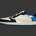 Stylish Classic Sports Shoes With White Black Blue Upper Orange Laces And Swoosh Logo