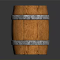 Classic Wooden Barrel With Natural Wood Texture And Metallic Hoops Design