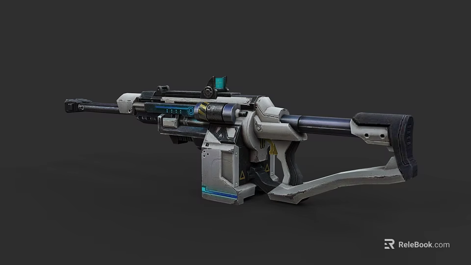 Advanced Modern Sniper Rifle With Scope Mechanical Design And Gray Blue Accents 3d model 