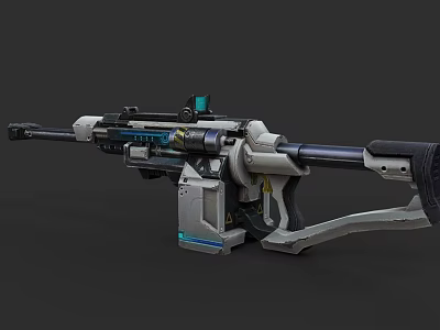 Advanced Modern Sniper Rifle With Scope Mechanical Design And Gray Blue Accents 3d model
