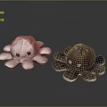 Cute Plush Octopus Home Decor Furniture Toys In Light Gray And Dark Purple