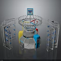 Outdoor Play Climbing Equipment with Metal Frame Circular Platform Colorful Components and Top Sign