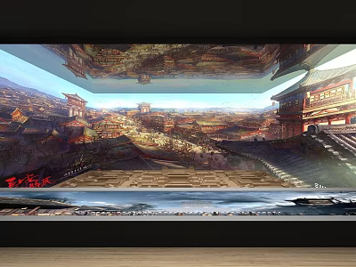 Commercial Large Screen Display Equipment For Ancient Painting Architecture And Landscape Scroll 3d model