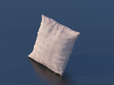 White Decorative Pillow With Grid Textured Surface On Blue Background 3d model