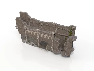 Realistic style ancient stone architecture ancient building ruins arches stone walls monuments historical relics stone carvings medieval architecture ancient architectural relics 3d model