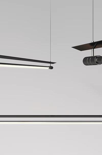 Modern Linear Chandeliers With Black And White Design And Hanging Style 3d model