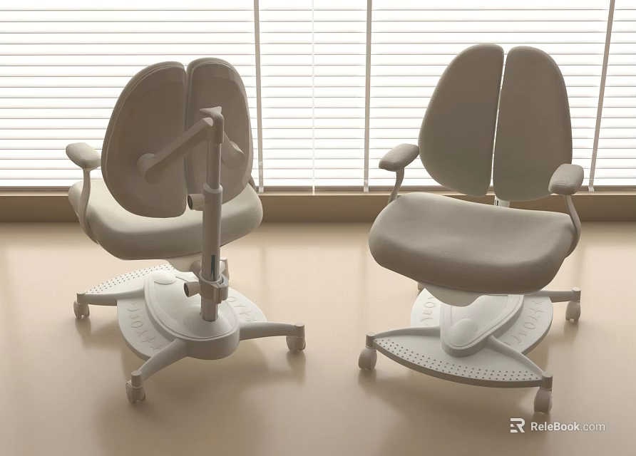 Two Modern Comfortable Children's Chairs With Armrests And Wheels For Indoor Use 3d model 
