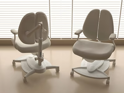 Two Modern Comfortable Children's Chairs With Armrests And Wheels For Indoor Use 3d model
