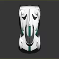 Futuristic White Race Car With Teal Stripes And Sleek Aerodynamic Rear Wing Design