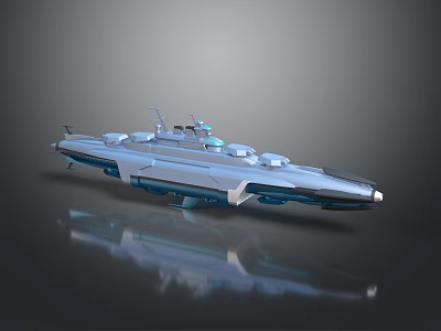 Futuristic Spacecraft Design For Cosmic Exploration With Sleek Silver Hull And Blue Accents 3d model