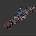 Aircraft Carrier 3D Model With Colorful Deck Design And Command Tower Equipment Details