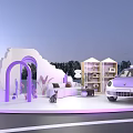 ORA Brand Exhibition Pavilion With Colorful Honeycomb Design Lawn And Lighting
