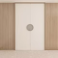 Elegant Modern White Double Doors Design With Wooden Wall Panels In Home Interior