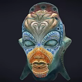 Artistic Decorative Mask Featuring Intricate Patterns Heart Shaped Design And Colorful Details