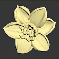 Golden Flower With Metallic Petals Detailed Stamen On Dark Background With Reflection