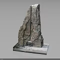 Wood And Stone Sculpture With Natural Cracked Texture On White Pedestal Base