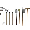 Essential Garden Tools Collection Featuring Rakes Shovels And Hoes For Home Gardening